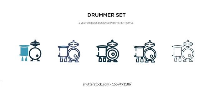 drummer set icon in different style vector illustration. two colored and black drummer set vector icons designed in filled, outline, line and stroke style can be used for web, mobile, ui