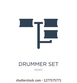 drummer set icon vector on white background, drummer set trendy filled icons from Music collection, drummer vector illustration