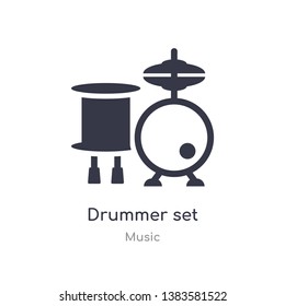 drummer set outline icon. isolated line vector illustration from music collection. editable thin stroke drummer set icon on white background
