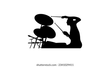 Drummer silhouette, high quality vector