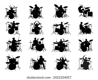 Drummer silhouette vector art white background