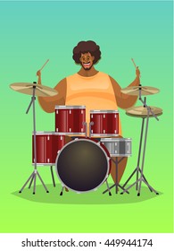 Drummer, Vector illustration.