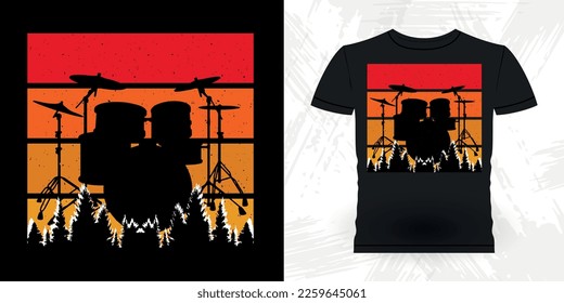 
Drumming Funny Musician Drummer Retro Vintage T-shirt Design