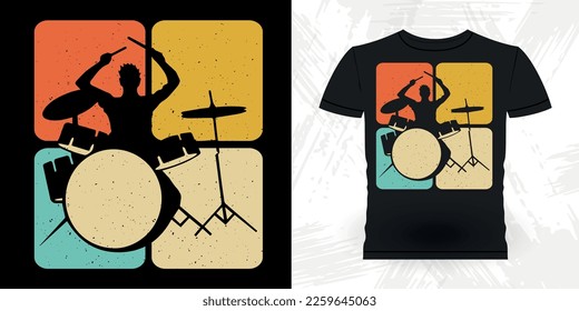 
Drumming Funny Musician Drummer Retro Vintage T-shirt Design