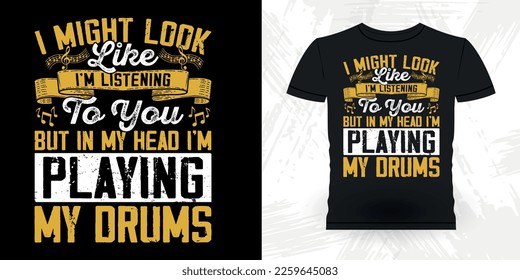 
Drumming Funny Musician Drummer Retro Vintage T-shirt Design