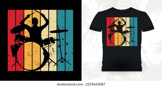 
Drumming Funny Musician Drummer Retro Vintage T-shirt Design