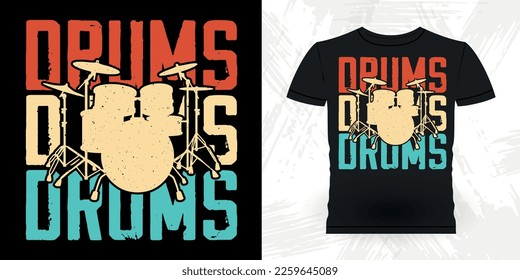 
Drumming Funny Musician Drummer Retro Vintage T-shirt Design