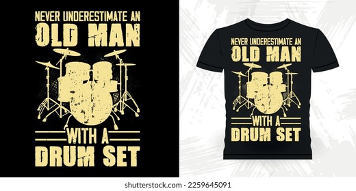 
Drumming Funny Musician Drummer Retro Vintage T-shirt Design