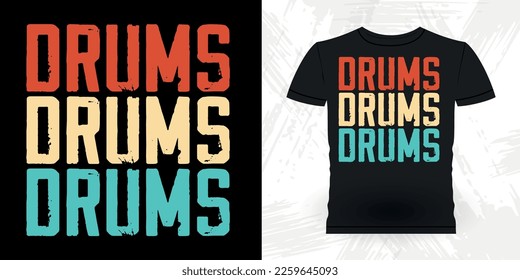 
Drumming Funny Musician Drummer Retro Vintage T-shirt Design