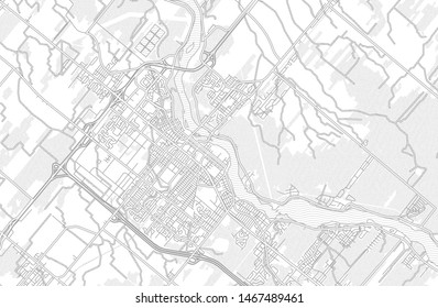 Drummondville, Quebec, Canada, bright outlined vector map with bigger and minor roads and steets created for infographic backgrounds.