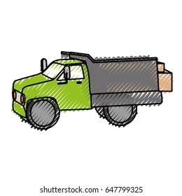 drump truck with boxes isolated icon