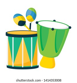 drums celebration musical brazil carnival festival vector illustration