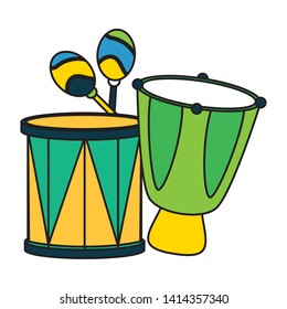 drums celebration musical brazil carnival festival vector illustration