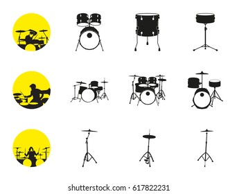 Drums collection In Simple Style Isolated On White Background. Created For Mobile, Web, Decor, Print Products, Application