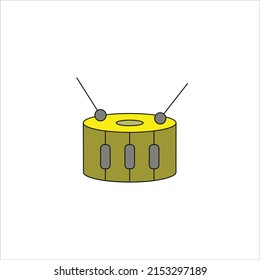 drums and drum sticks. vector illustration. flat icon on white background. cartoon.