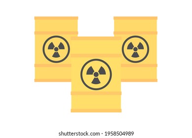 Drums filled with radioactive waste. Vector illustration.