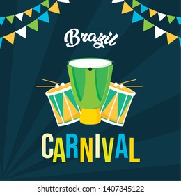 drums garland celebration musical brazil carnival festival vector illustration