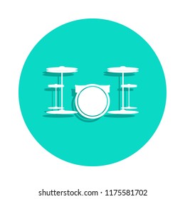 drums icon in badge style. One of Music Instruments collection icon can be used for UI, UX
