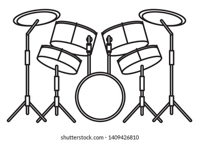 drums icon cartoon isolated black and white vector illustration graphic design