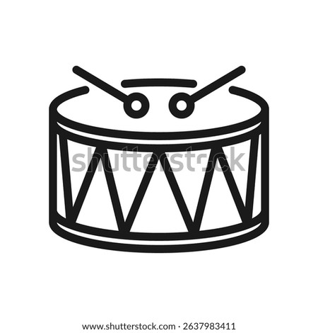 Drums icon. Drum with drumsticks. Drumming. Music and beat concept. Vector
