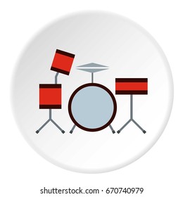 Drums icon in flat circle isolated vector illustration for web