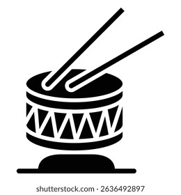 drums icon Flat outline fill black and white