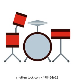 Drums icon in flat style isolated on white background. Musical instrument symbol vector illustration