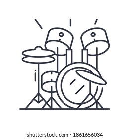 Drums icon, linear isolated illustration, thin line vector, web design sign, outline concept symbol with editable stroke on white background.