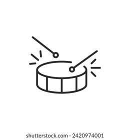 Drums icon. Drums with round drumsticks simple line icon isolated on white background. Vector illustration