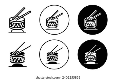 icono de tambores. instrumento de tambor de música de cuero acústico tradicional para tocar con tambor con símbolo de mano. desfile de bandas de rock bajo con tambor musical tambour o logotipo de treble