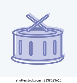 Drums Icon in trendy blue eyes style isolated on soft blue background