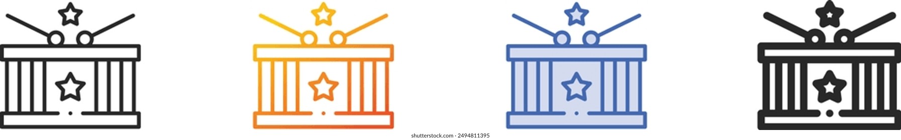 drums icon.Thin Linear, Gradient, Blue Stroke and bold Style Design Isolated On White Background