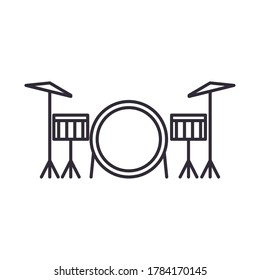 drums instrument line style icon design, Music sound melody song musical art and composition theme Vector illustration