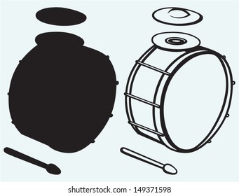 Drums isolated on blue background