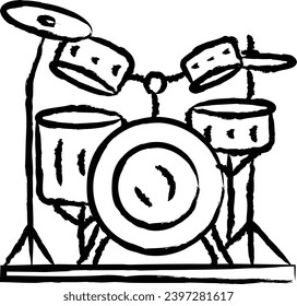 Drums Kit hand drawn vector illustration