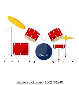 Drums kit icon. Flat illustration of drums kit vector icon for web design