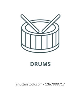 Drums line icon, vector. Drums outline sign, concept symbol, flat illustration