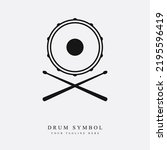 Drums logo. drums player. Snare drum with drumsticks. Music labels. vector illustration