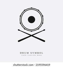 Drums logo. drums player. Snare drum with drumsticks. Music labels. vector illustration