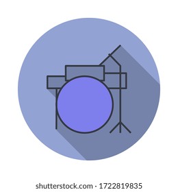 drums long shadow icon. Simple color vector of web icons for ui and ux, website or mobile application