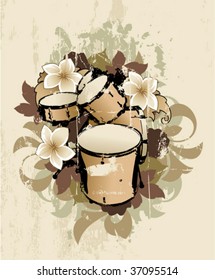 drums on a floral background