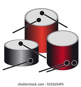 Drums on white background. Vector illustration.