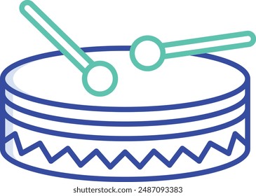 Drums outline color vector illustration