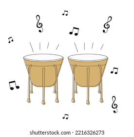 Drums for playing. Musical instruments. Vector stock illustration. White background. isolated. Drummer.