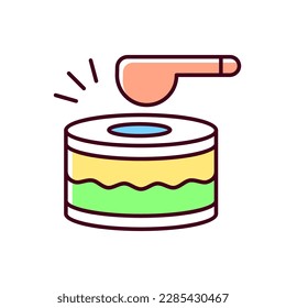 Drums RGB color icon. Ramadan music instrument. Waking up all people before dusk to eat food. Special daytime musician. Isolated vector illustration