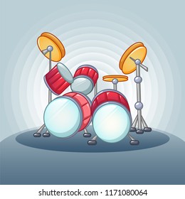 Drums set concept background. Cartoon illustration of drums set vector concept background for web design