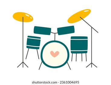 Drums Set Musical Instrument Vector Illustration