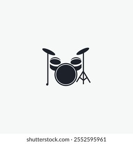 Drums Set Vektor - Musikinstrument, Percussion Design, Drum Kit Icon, Musikkunst, Musiksymbol, 