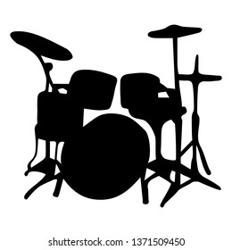 Drums. Silhouette. Musical instrument on white background. Vector eps8