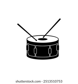 Drums and stick drum on a white background. Icons of drums, percussion instruments. Vector illustration in flat or cartoon style.